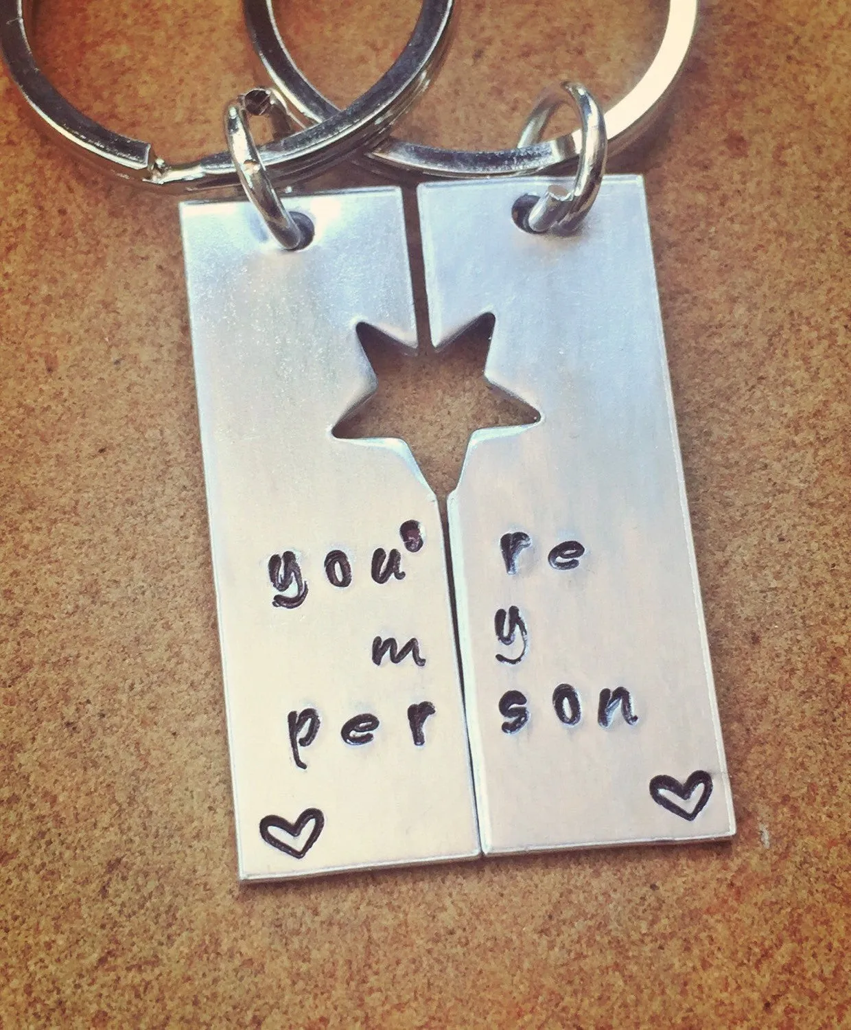 You're My Person, Boyfriend Gift, My Sun And My Stars, Hand Stamped Keychain, Personalized Keychain, Boyfriend Gift