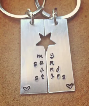 You're My Person, Boyfriend Gift, My Sun And My Stars, Hand Stamped Keychain, Personalized Keychain, Boyfriend Gift