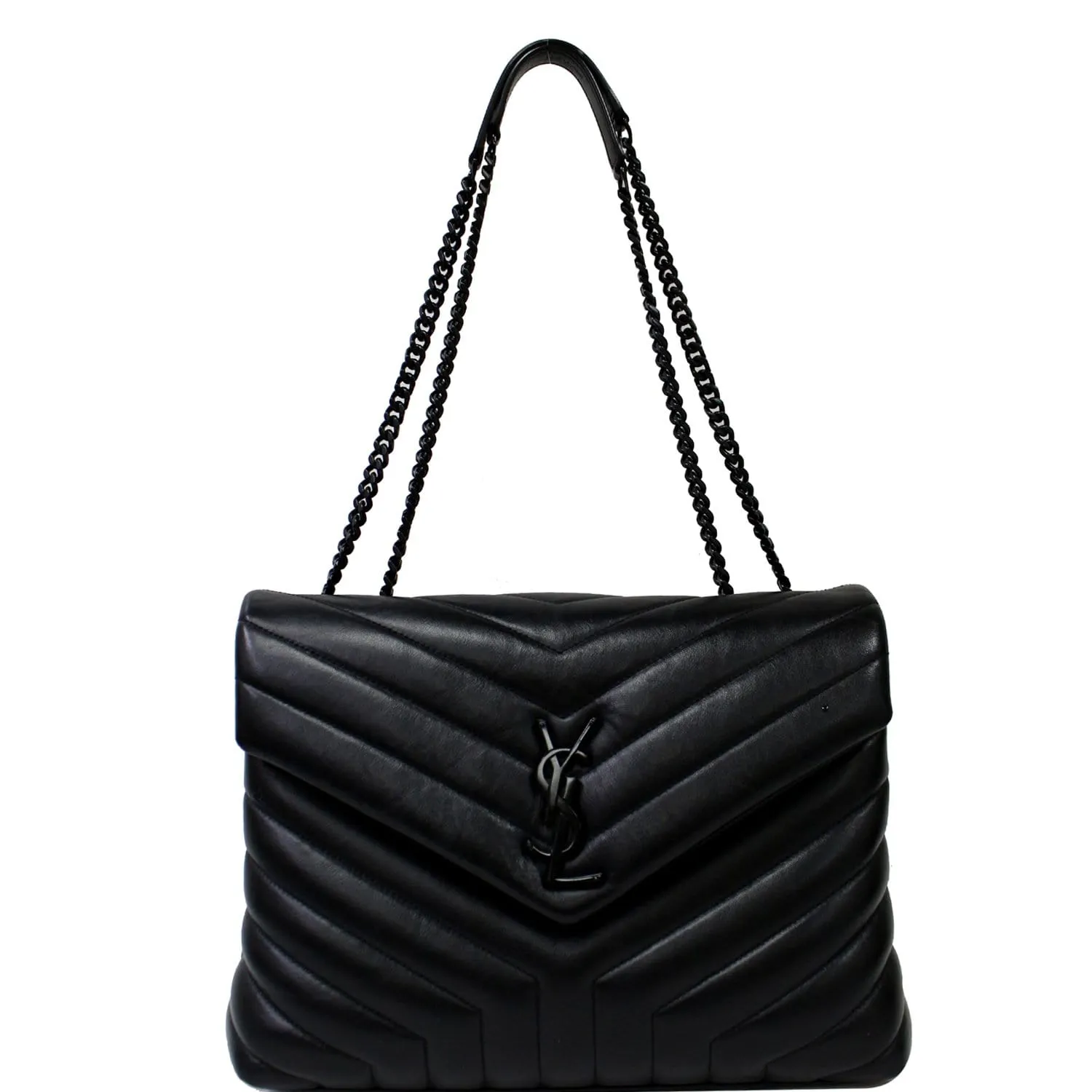 YVES SAINT LAURENT Medium Loulou Matelasse Leather Chain Shoulder Bag Black