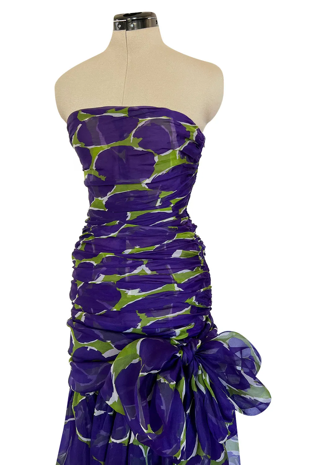 Yves Saint Laurent Spring 1984 Runway Strapless Silk Organza Dress