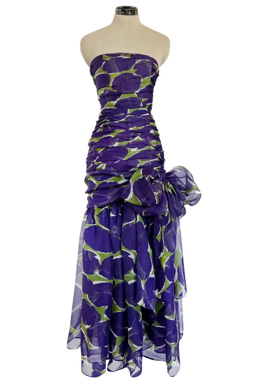 Yves Saint Laurent Spring 1984 Runway Strapless Silk Organza Dress