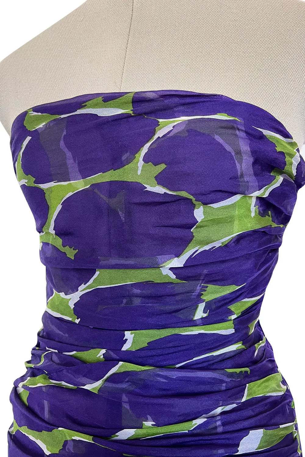 Yves Saint Laurent Spring 1984 Runway Strapless Silk Organza Dress