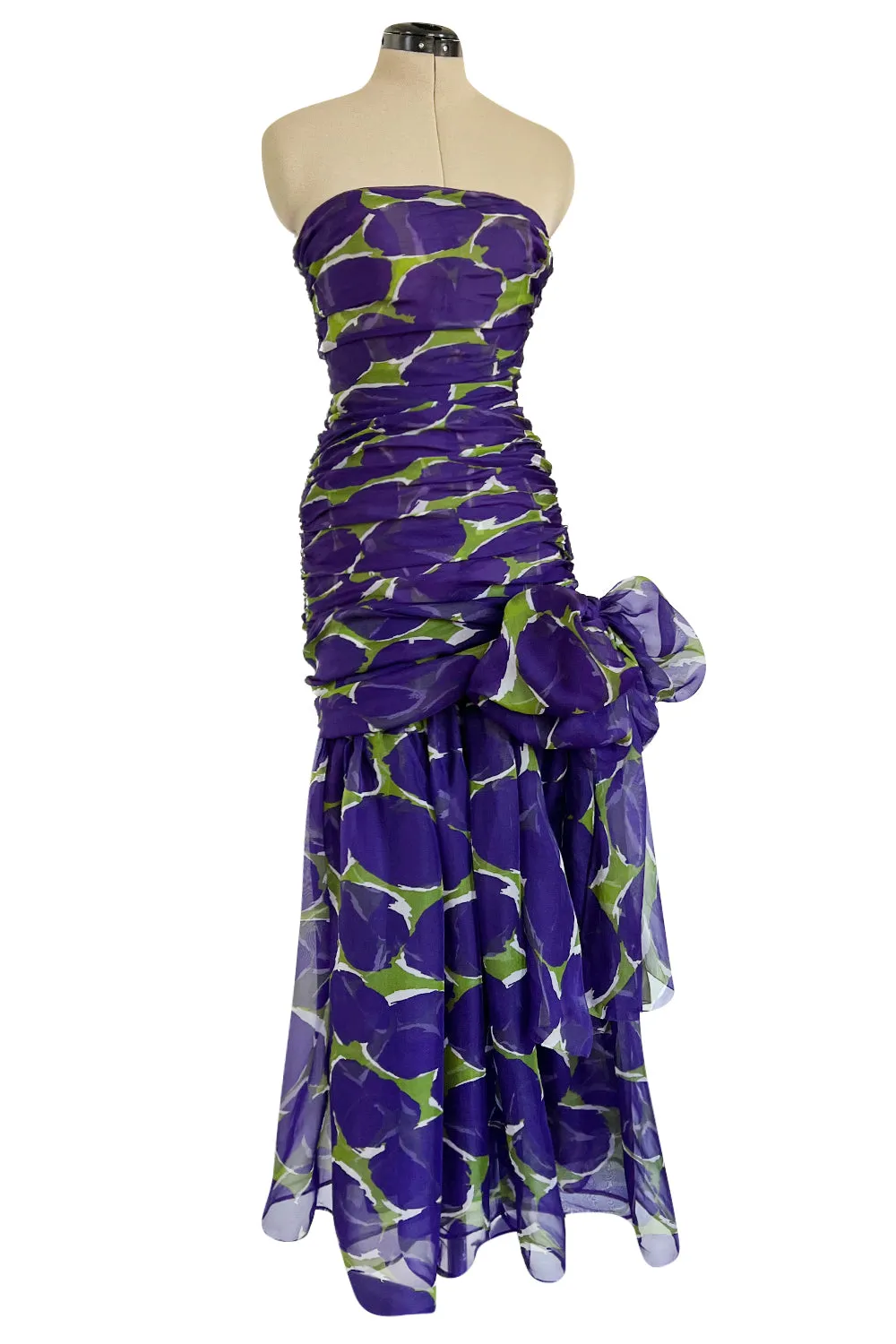 Yves Saint Laurent Spring 1984 Runway Strapless Silk Organza Dress