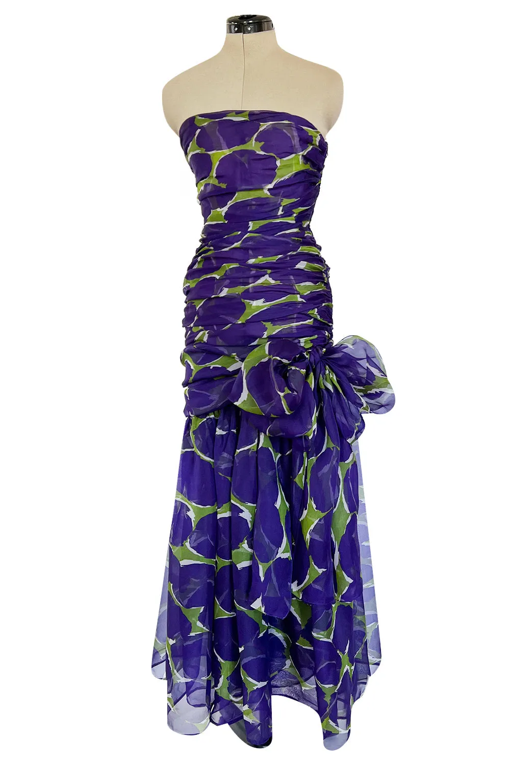 Yves Saint Laurent Spring 1984 Runway Strapless Silk Organza Dress