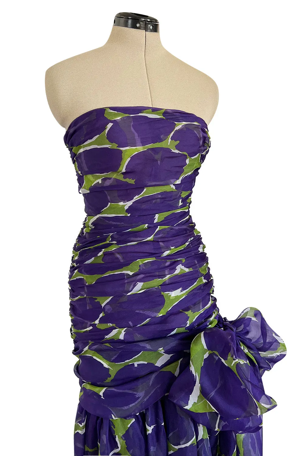 Yves Saint Laurent Spring 1984 Runway Strapless Silk Organza Dress