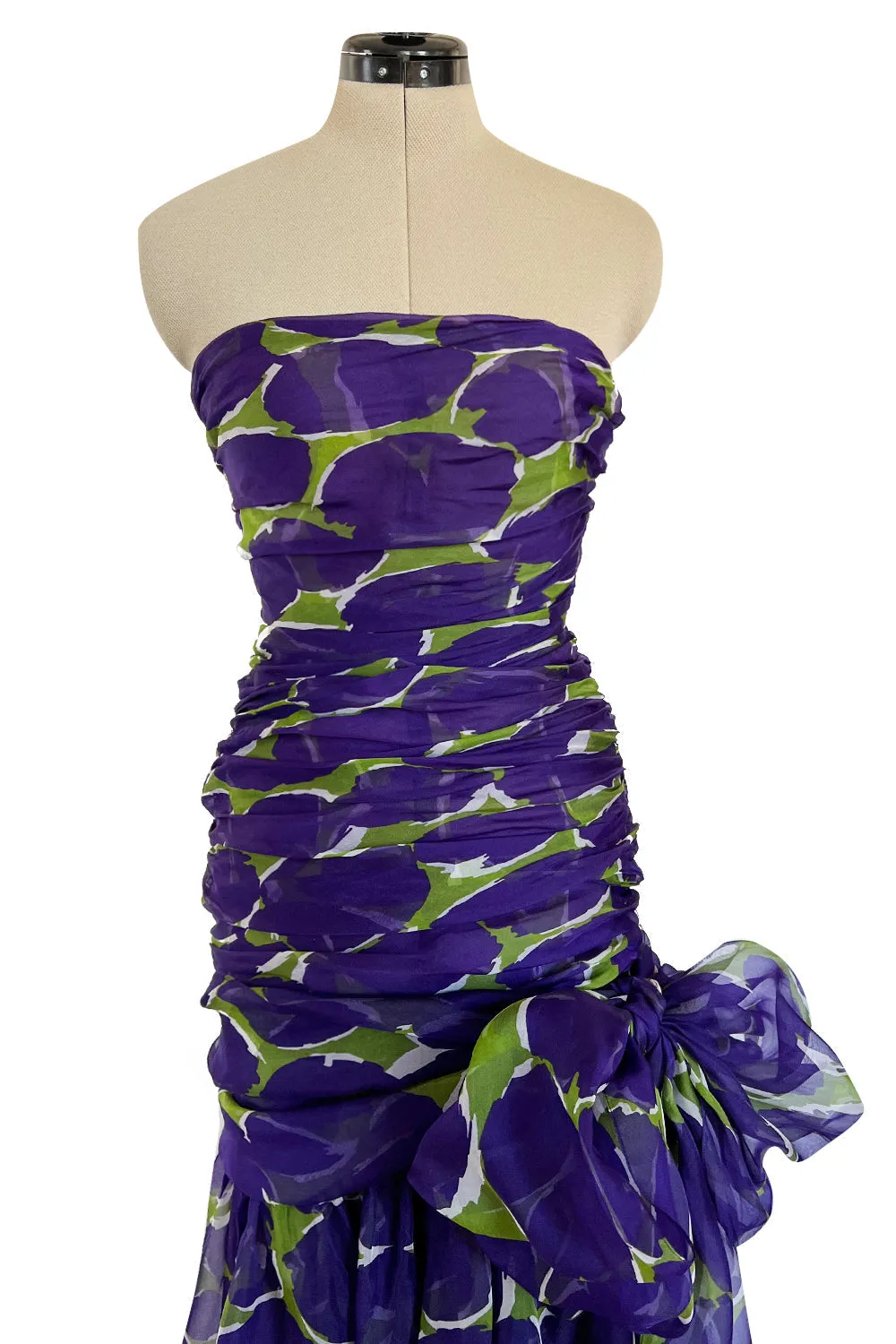 Yves Saint Laurent Spring 1984 Runway Strapless Silk Organza Dress