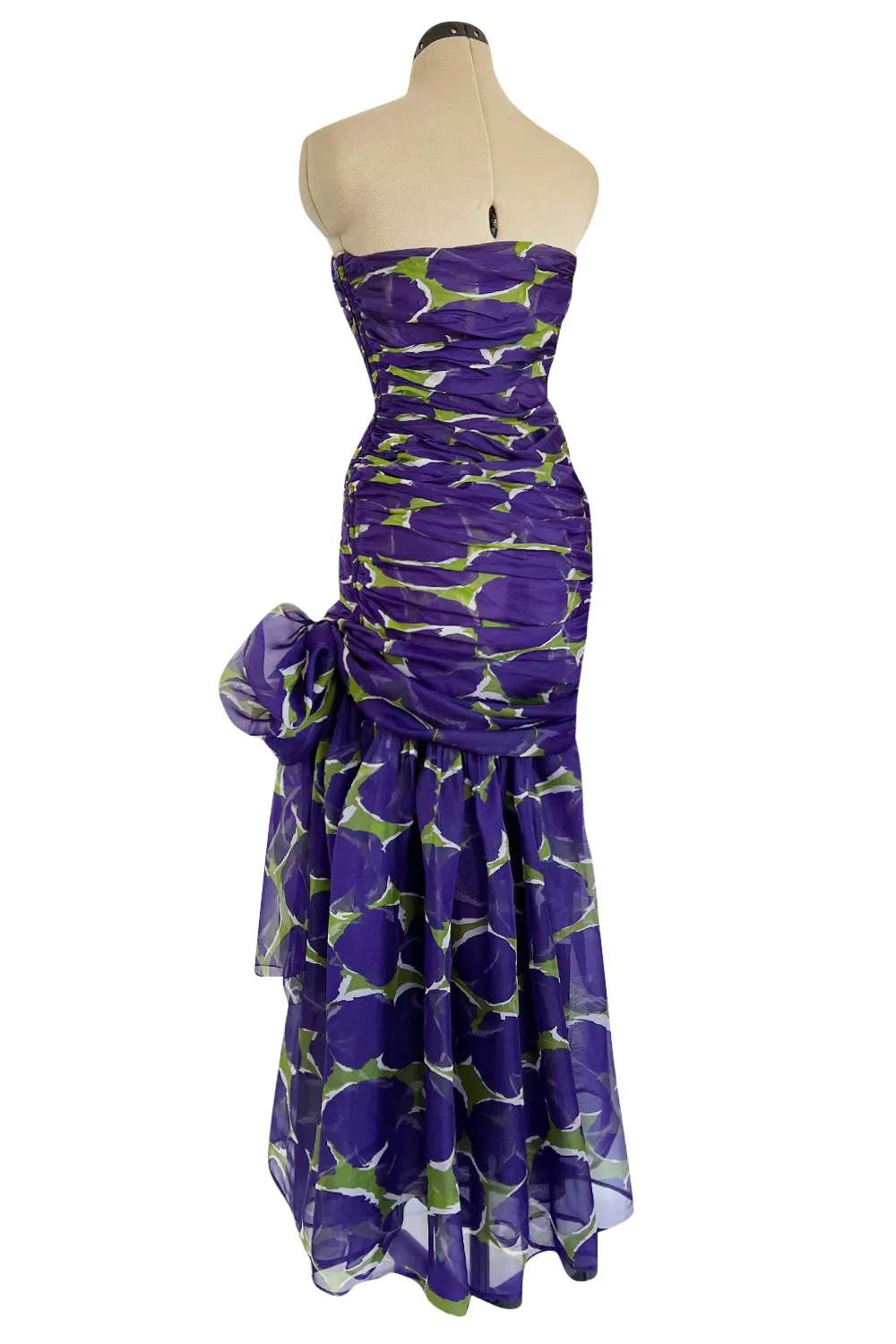 Yves Saint Laurent Spring 1984 Runway Strapless Silk Organza Dress