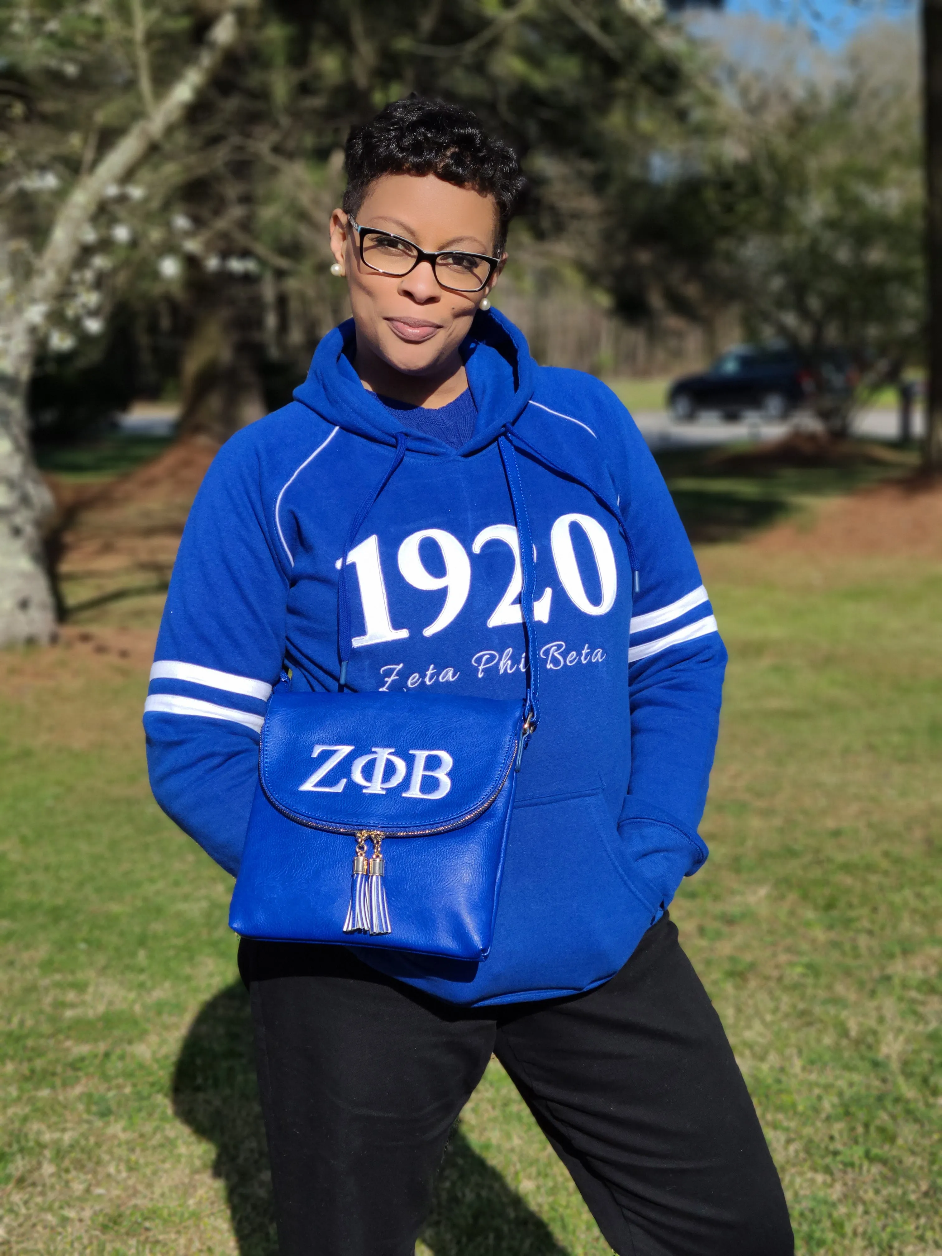 Zeta Phi Beta Royal Blue and White Hoodie