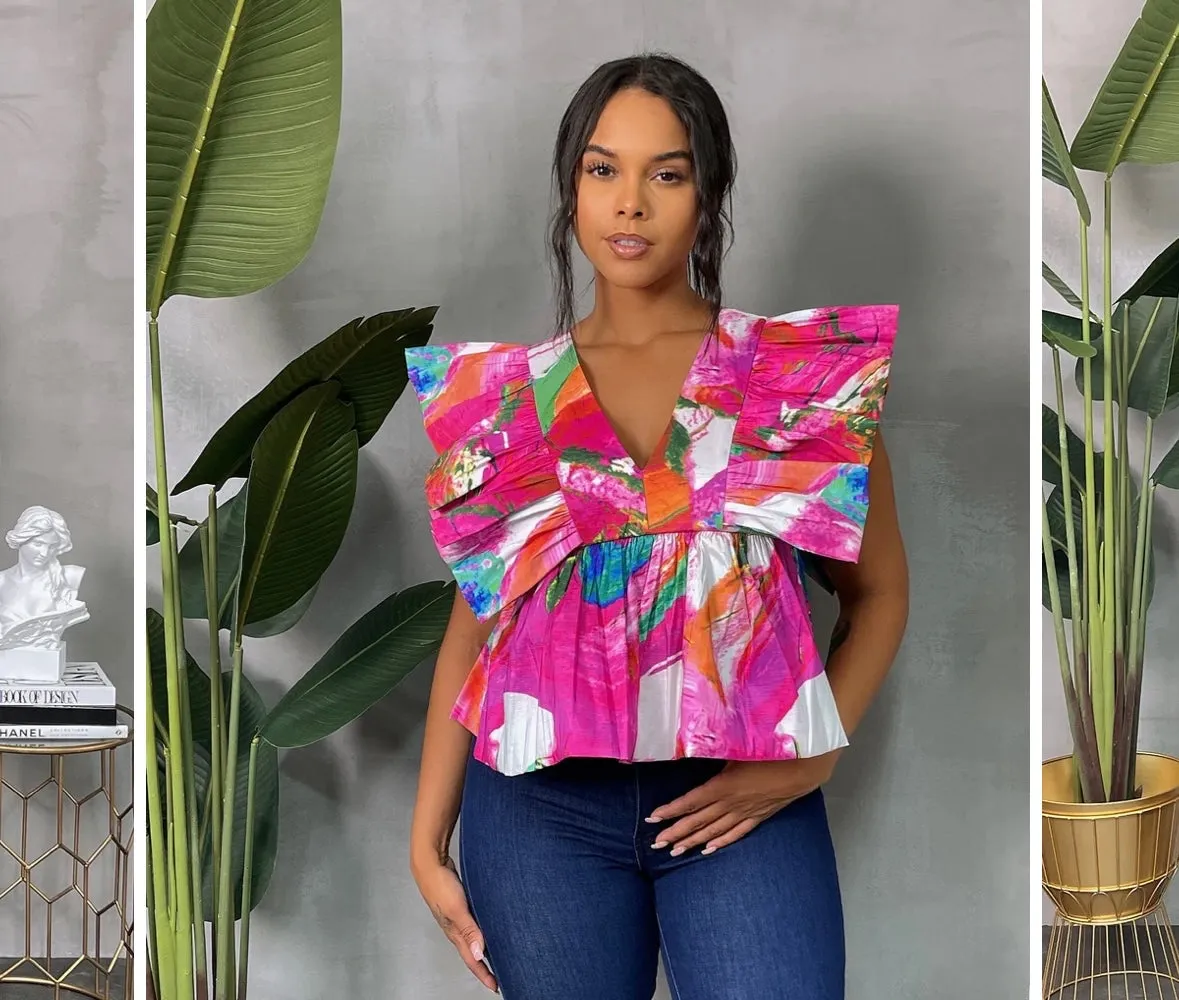 ZIP RUFFLE BLOUSE TOP