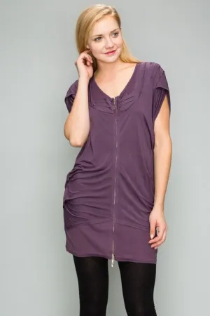Zipper Front Tunic Top