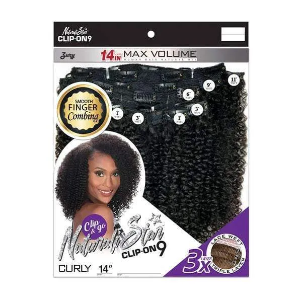 Zury Sis Naturali Star Human Hair Blend Clip On 9 Weave - NAT HB CLIP ON CURLY 14"